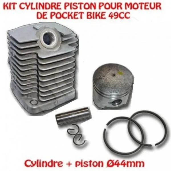 Kit Cylindre piston moteur Pocket Bike 49cc Piston Ø44mm - photo 3